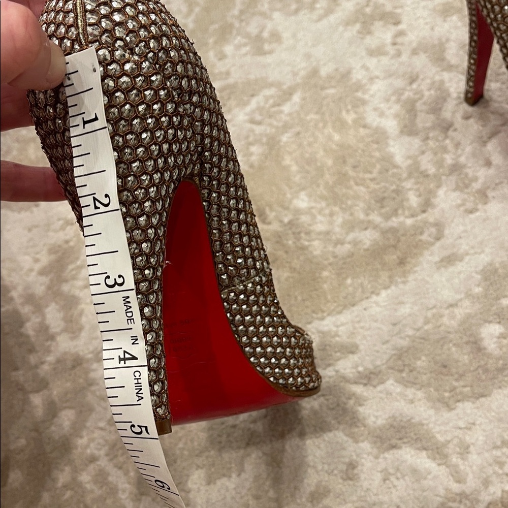 Christian Louboutin Sequin JEWELED Pigalle Silver Pumps Heels Shoes 38.5 - Picture 3 of 15